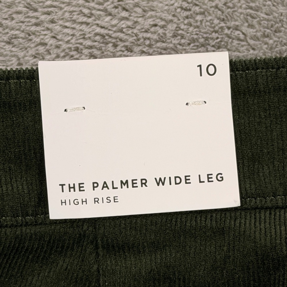 LOFT Palmer Wide Leg Pants Womens 10 Green High Rise Corduroy New - Picture 8 of 12